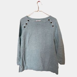 Reitmans Blue Sweater w/ buttons on shoulder womens size large